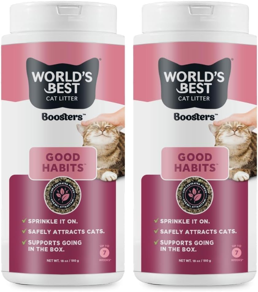 World's Best Cat Litter Boosters Good Habits, 18 oz Canister, Pack of 2 by WorldsBestCatLitter