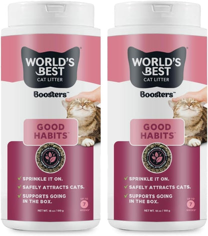World's Best Cat Litter Boosters Good Habits, 18 oz Canister, Pack of 2 by WorldsBestCatLitter