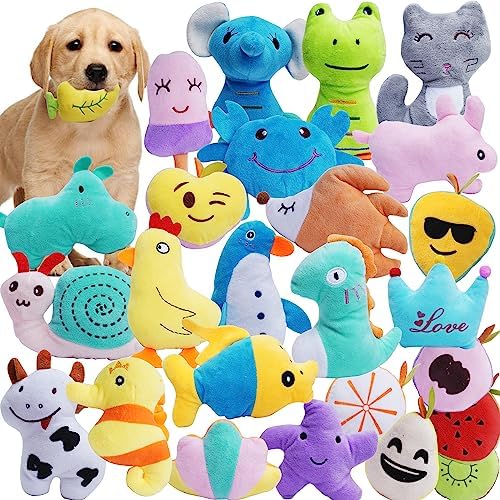 HDMOTU Pack of 26 Soft Small Medium Dog Squeaky Toys,Cute Puppy Favorite Comfortable Squeakers Toy,Multicolored for Puppy by HDMOTU