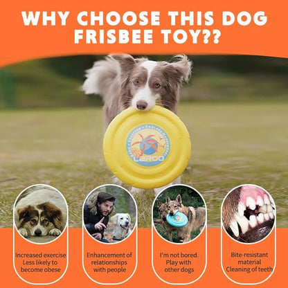 LaRoo Dog Flying Disc,Flying Plate 24cm Bite Resistant Floating Interactive Tossing Toys,Chew Toy for Training Summer Party Outdoor Playing Puppy Medium Large Dogs Birthday