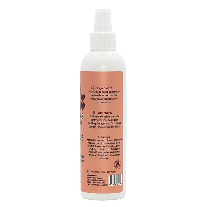 lolita's paws Loli Babe Feminine Dog Cologne – Deodorizing Pet Spray for Dogs, Softens & Conditions Coat, Fresh Scent, 8 oz, Made in USA, For Her