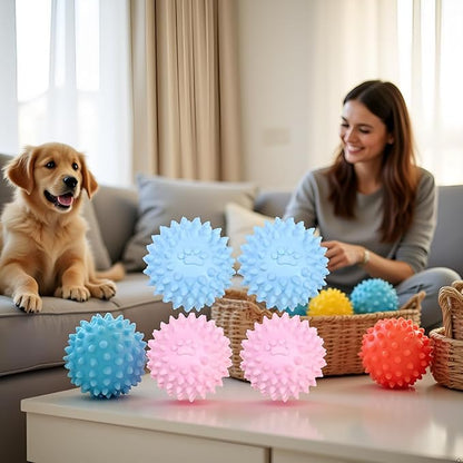 4Pcs Colorful Dogs Toy Spiky TPR Ball No Squeak Chew Toy Long Lasting for Aggressive Heavy Chewers Dogs Puppy Teething Training Spiky Rubber Ball Toy Small
