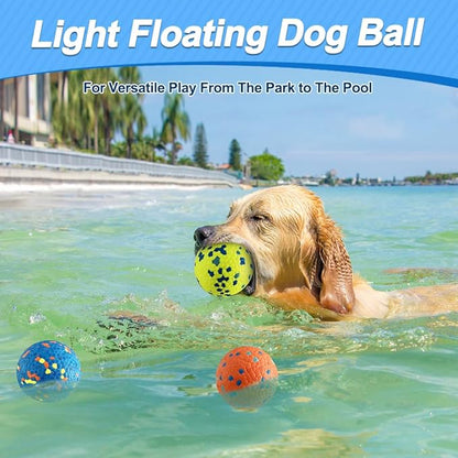 Dog Balls, Dog Tennis Balls for Aggressive Chewers, 3'' Durable Teething Chew Toys & Floating Water Toy, Interactive Fetch Ball for Medium/Large Dogs (3 Pack)