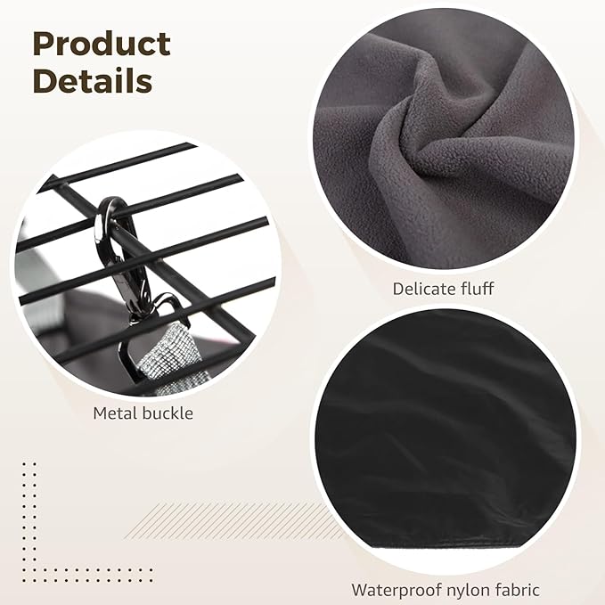 Varku Cat Hammock for Cage, Large Cozy Pet Bed, 22 x 16.5 in, Soft Plush, Adjustable Straps, Easy to Clean, Space-Saving Cat Bed for Kittens, Cats, Ferrets