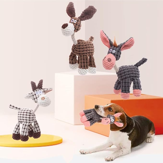 LWBMG Squeaky Dog Toys for Puppy, 3 Pack Stuffed Animal Plush Dog Toys with Squeakers, Cute Dog Toys for Teething, Dog Chew Toys for Small Medium Large Dogs