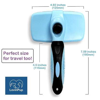 Pet Slicker Brush - Self Cleaning Brush for Dogs & Cats w/Retractable Bristles for All Hair Types - Massaging Pins Remove Tangles & Mats Painlessly - Durable Grooming Tool for Dogs & Cats