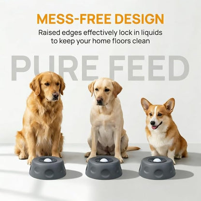 Silicone Lick Bowl for Dogs with Suction Cup, Anti-Slip Slow Feeder, Upgraded Chew-Resistant Ball & Anti-Disassembly Design, 250ml Capacity, Dishwasher Safe, for Small Medium Large Pets(1, Gray)