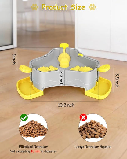 Dog Puzzle Toy, 3-in-1 Interactive Dog Puzzle Toys Press-Type Dog Treat Dispenser Toy Dog Enrichment Toy No-Slip Dog Slow Feeder Interactive Brain Training Toy for Smart Dog Cat, Yellow