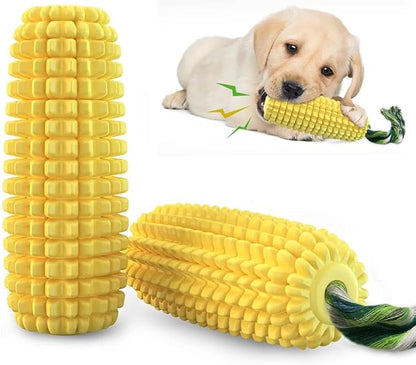 Chew Toys for Aggressive Chewers - Toothbrush Squeaky Interactive Corn Stick Toy for Small Medium Dogs - Teeth Cleaning