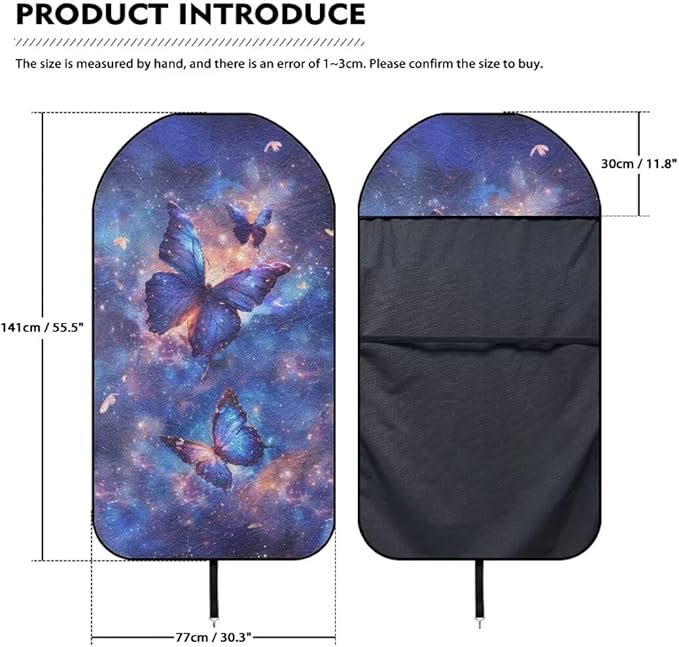 Coldinair Galaxy Butterfly Waterproof Towel Car Seat Covers,Beach Sweat Car Seat Protector Front Seats Only Universal Fit for Trucks