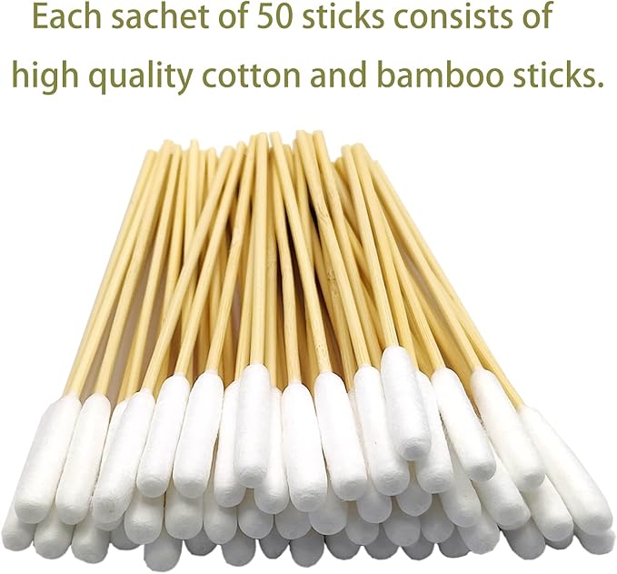Dog Ear Swabs Bulk Pack, 800 Count – 6 Inch Bamboo Cotton Swabs Refill for Professional Grooming & Multi-Pet Homes – Large Absorbent Heads for Deep Cleaning (16 Resealable Packs)