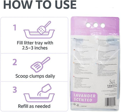 Lavender Scented Cat Litter – 17.2 lb / 9L, Fast Clumping, Natural Odor Absorption, Lightweight Formula, Made with Turkish White Bentonite