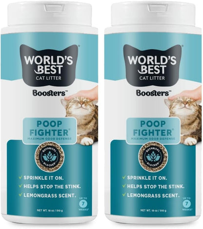World's Best Cat Litter Boosters Poop Fighter, 18 oz Canister, Pack of 2 by WorldsBestCatLitter