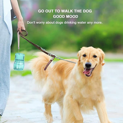 Foldable Dog Water Bottle, 2in1 Portable Leak Proof Puppy Drinking Bottle Dispenser for Puppy Small Medium Large Dogs, Dishwasher Safe Pet Accessories for Outdoor Traveling (Blue,12oz)