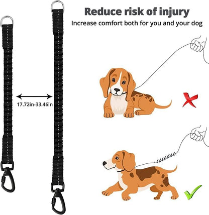 Long Dog Leash 15 FT: Heavy Duty Rope Leashes for Dogs Training with Swivel Lockable Hook Reflective Threads Bungee and Padded Handle - Dog Lead for Large Small Medium Dogs Outside Walking Hiking Grey