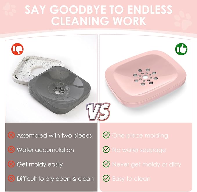 AONKEY 3L Dog Water Bowl No Spill, 101oz Large Spill Proof Dog Bowl Reduce Refill, Anti Splash No Mess Dispenser Dripless Slow Drinking Water Bowl for Sloppy Messy Drinkers (Pink)