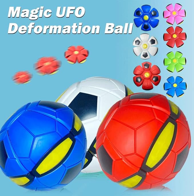 UFO Magic Ball, Portable Flying Toys Creative Fly Saucer Stomp Magic Balls, Decompression Flying Flat Disc Balls Toy for Childrens Outdoor Sports Kids Gift (Football Blue)