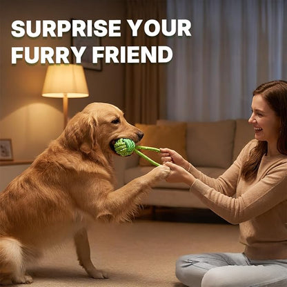 Tug of War Dog Toy with Ball - Dog Rope Ball Toy for Boredom and Stimulating Teeth Cleaning Gum Massage, Ball on Rope Puppy Interactive Toy, Green