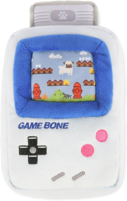 P.L.A.Y. Cute Plush Dog Toys - 1990s Classics Themed Durable 2-in-1 Squeaker Chew Toy, Great for Puppies & Small, Medium, Large Dogs - Machine Washable, Recycled Material (Game Bone Handheld Console)