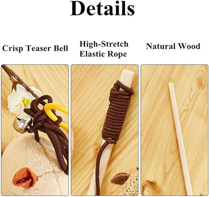 HAICHEN TEC 7 Pack Ferret Toys - Interactive Ferret Toys Assortments Feather Teaser Wand with Sisal Mice Balls and Bells Toys for Ferret Cat Kitten Puppy (7 Pack)