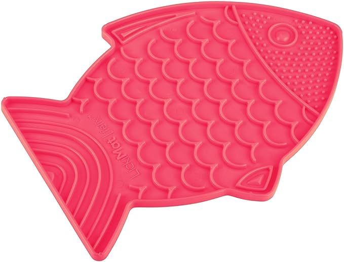 LickiMat Felix, Fish-Shaped Cat Slow Feeders Lick Mat, Boredom Anxiety Reducer; Perfect for Food, Treats, Yogurt, or Peanut Butter. Fun Alternative to a Slow Feed Cat Bowl or Dish, Pink