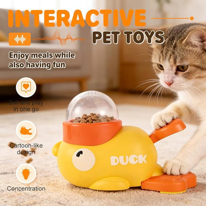 Dog Interactive Treat Dispenser, 2026 New Yellow Duck Cat Treat Dispenser, Interactive Dog Food Dispenser with Button, Dog Food Slow Treat Feeding Dispenser for Small & Large Cats Dogs (2)
