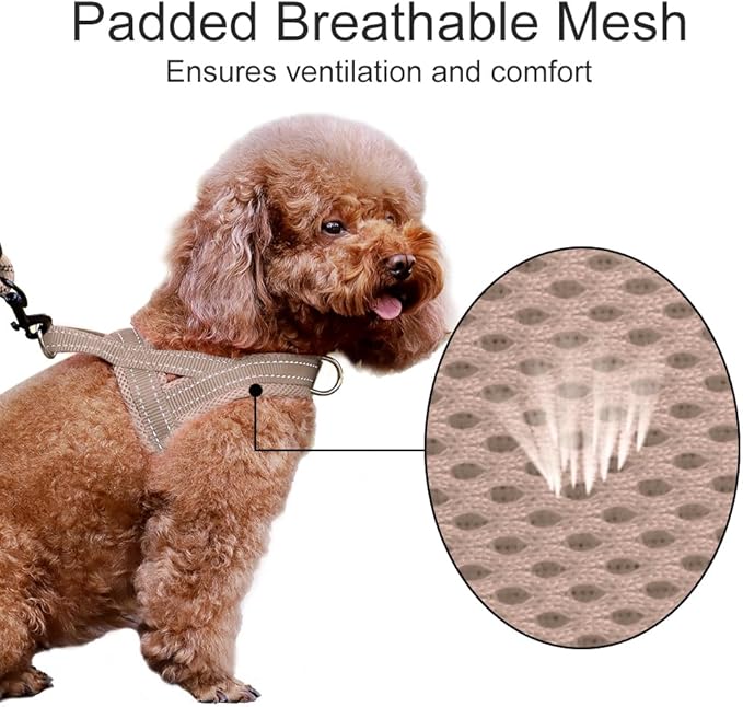 Plutus Pet No Pull Dog Harness with Breathable Mesh Padded, Adjustable Reflective Escape Proof Dog Harness, Quick Fit Dog Vest Harness for Small Medium Large Dogs(M, Beige)