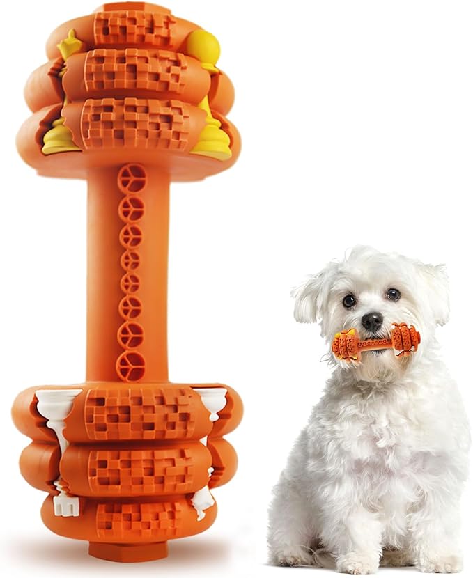 Dog Chew Toys for Aggressive Chewers,Food Grade Non-Toxic Dental Pet Toy,Tough Durable Indestructible Dog Toys for XSmall Dogs.Orange（5IB-8IB）