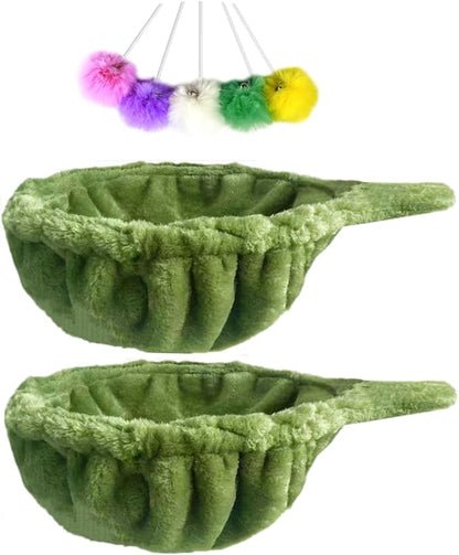 SHENGOCASE 13" 2-Pack Green Nest Basket Lounger Hammock Bed Replacement for Cat Tree Tower Replacement, 5-Pack Hanging Toys, Cat Tree Accessories Hammock Attachment (Medium 2pcs, Green)