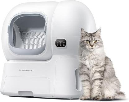 Homerunpet Self Cleaning Litter Box - 106L Ultra Large Automatic Cat Litter Box with Physical Anti-Pinch Safety, Auto Refill & One-Click Litter Replacement, App Control for Multi-Cat Homes