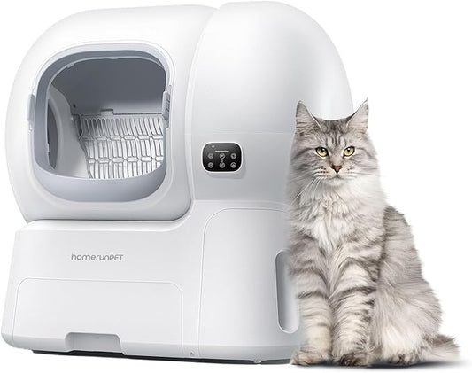 Homerunpet Self Cleaning Litter Box - 106L Ultra Large Automatic Cat Litter Box with Physical Anti-Pinch Safety, Auto Refill & One-Click Litter Replacement, App Control for Multi-Cat Homes