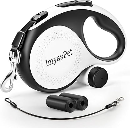 Upgraded Retractable Dog Leash with Chew Proof Extender, Pet Walking Leashes with Poop Bag Holder, 26Ft Heavy Duty Retractable Pet Leash for Medium Large Dogs up to 110lbs, Anti-Slip Grip