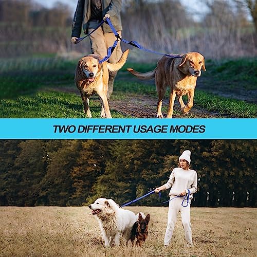 PetBonus Double Dog Leash, No Tangle Dual Leash, Reflective Walking Training Lead, 4 Comfortable Padded Handles for 2 Dogs with Collapsible Bowl and Waste Bags (Blue, Large) - Image 5