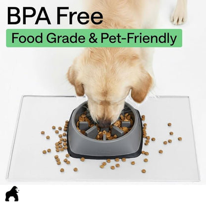GORILLA GRIP 100% Waterproof Raised Edge BPA Free Silicone Pet Feeding Mat, Dog Cat Food Mats Contain Spills Protects Floors, Placemats for Cats and Dogs Water Bowl, Pets Accessories 32x24 White