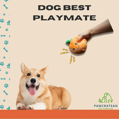 7" Squeaky Plush Toy for Puppies Small Dogs Self Etertainment Washable Soft Made [PET ONLY] (Little Pumpkin)