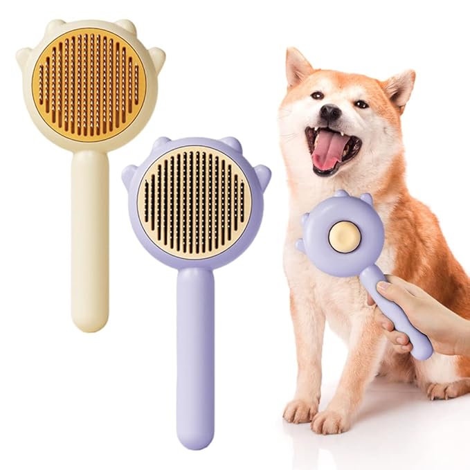 Magic Pet Comb, 2023 New Pet Hair Cleaner Brush, Cat Grooming Brush Long or Short Hair Cats Dogs Pet Massage Brushes, Self Cleaning Slicker Comb for Kitten Removes Tangles Loose Fur (2Pcs#F)