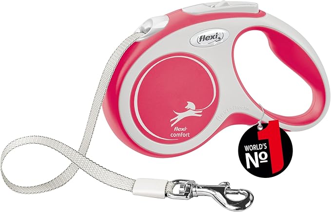 Flexi New Comfort Tape Grey & Red Small 5m Retractable Dog Leash/Lead for Dogs up to 15kgs/33lbs