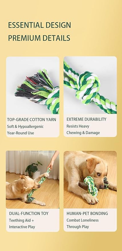 2-Pack 21" Natural Fiber Dog Rope Toy - Twisted Chew for Strong Chewers, Interactive Fetch Fun with Textured Knots