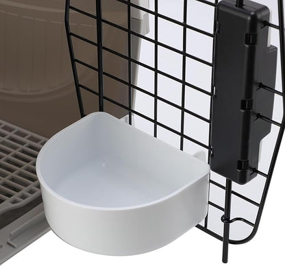 Focket Pet Carrier, Lightweight Hard Sided Cat Carrier for Medium Dogs Small Dogs with Handle Water Container Ventilated Design for Travel Outdoor Indoor (Gray)