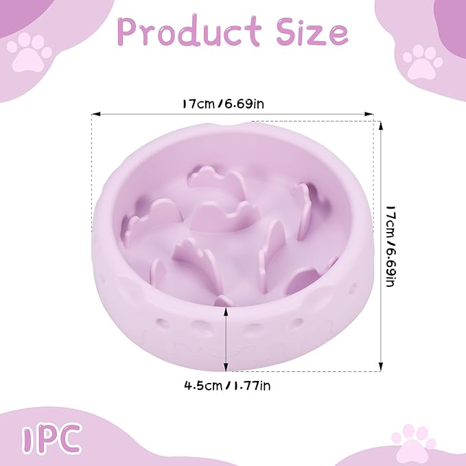 Slow Feeder Dog Bowls, Silicone Large Dog Plates for Food with Non-Slip, Cats Eating Dogs Bowl with Spiral Maze Design, Dogs Food Slow Feeder Bowl Dishes for Indoor and Outdoor (Purple)