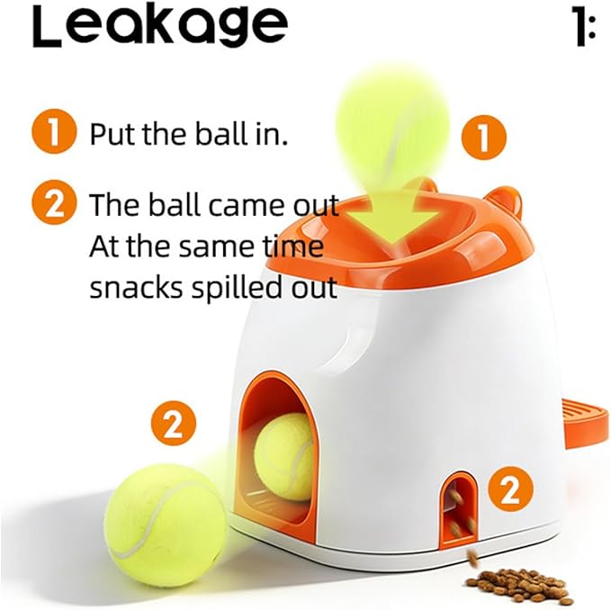 Dog Ball Thrower Interactive Toy - Automatic Machine | 12x10x8 Inches Device with Treat Dispenser, Body with Adjustable Launch Distance, Pet Exercise Toy for Apartment, Living Room, Home