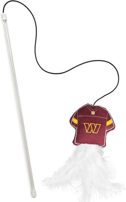 NFL Washington Commanders Team Jersey Wand with CAT NIP, Cat Toy Jersey Shaped Plush Teaser Toy for Cats & Kittens - Interactive Pet Toy for Play & Exercise
