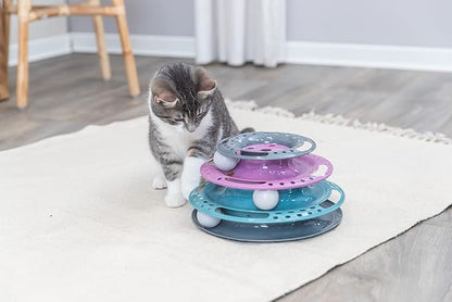 TRIXIE Catch The Balls Circle Track, Interactive Cat Toy, Cat, and Mouse Games (Green/Gray)