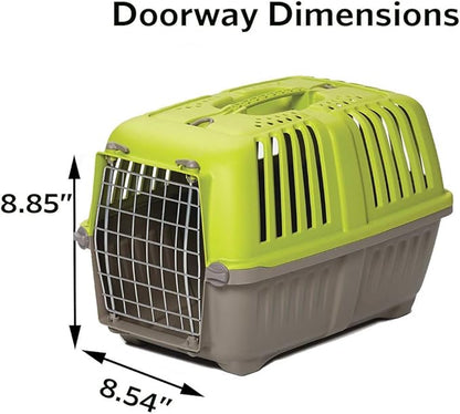 MidWest Homes for Pets Spree Travel Carrier – Hard-Sided Dog & Cat Carrier, Small Pet Travel Crate with Handle, Ventilated Design, Easy Assembly, 22-Inch, Green