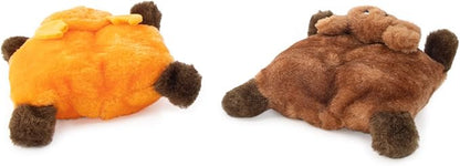 ZippyPaws Squeakie Pad - No Stuffing Dog Toy to Keep Them Busy, for Small & Medium Dogs, Squeaky Pet Toy for Boredom, Unstuffed Chew Toy, Soft Plush Puppy Products, Bear & Moose - 6.5"