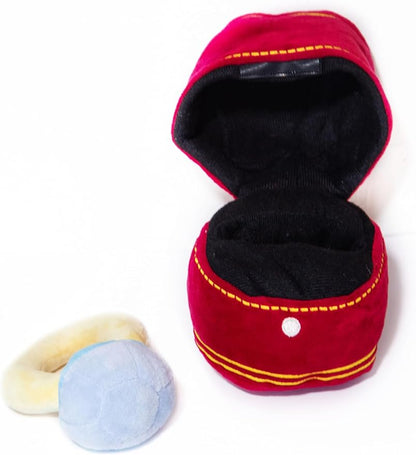 Glow Pups Dog Toy Diamond Wedding Ring Plush Puppy Toy with Squeaker, Durable Materials, Interactive, Soft and Comfortable, Engagement Ring, Ideal for Small Dogs - Red
