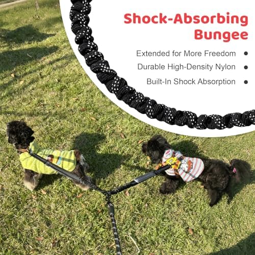 Double Dog Leash - No Tangle Splitter for Two Dogs, Coupler with Adjustable Long Lead Rope, Dual Control Handles, Retractable No Pull Bungee, Walk Train Small Medium Large 2 Pets (Red) - Image 6