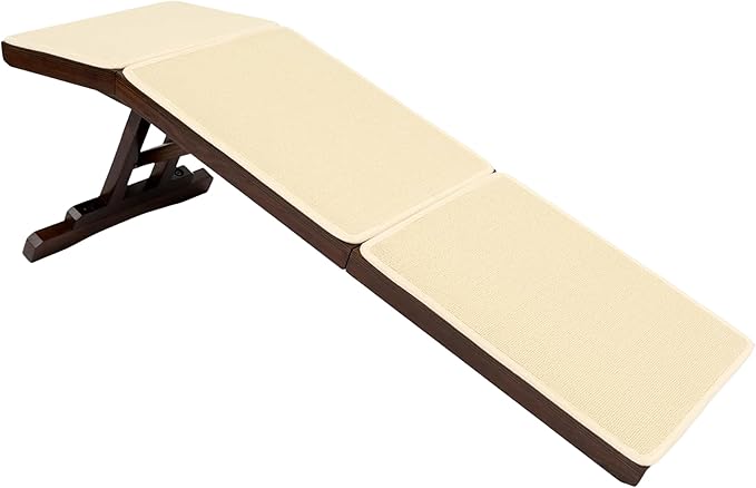 PetSafe CozyUp Sofa Ramp - Adjustable Height Anti-Slip Couch Access Ramp - Heavy Duty Carpet Cover for High Traction - Foldable & Easy to Carry - Older Pet Climbing Aid - Espresso Wooden Finish