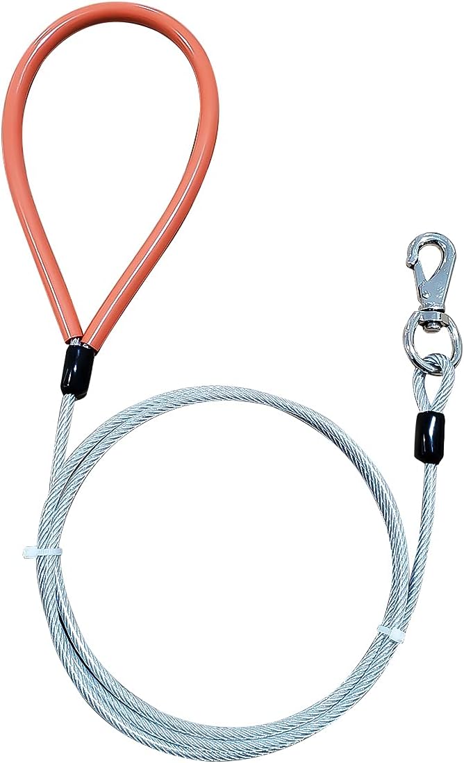Heavy Duty Dog Leash, Chew Proof Metal Leash for Large Dogs (Up to 250lbs), WireRope Dog Leashes with Soft Silicone Grip (Transparent, 10 FT)