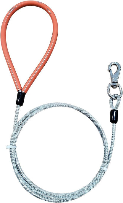 Heavy Duty Dog Leash, Chew Proof Metal Leash for Large Dogs (Up to 250lbs), WireRope Dog Leashes with Soft Silicone Grip (Transparent, 10 FT)